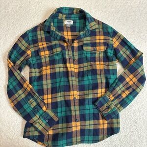 Plaid Kids Shirt - Green and Yellow